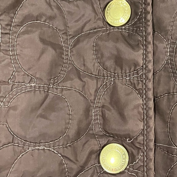 Coach Quilted Brown Jacket M | Signature C | Blue Lining - Picture 7 of 13